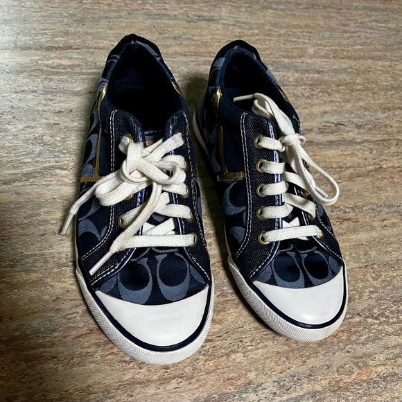 Coach Barrett sneakers navy blue and Gold - Picture 8 of 14